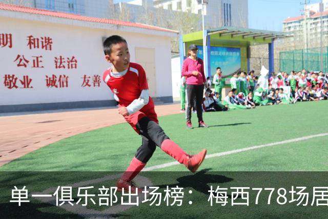 单一俱乐部出场榜：梅西778场居首，科克有望完成超越